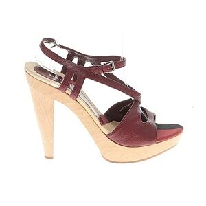 Burberry Women's Dark Red and Black Sandals  4 inch heels 37
